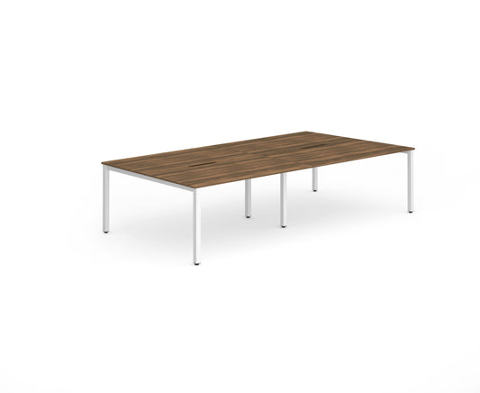 Evolve Plus 1400mm Back to Back 4 Person Desk Walnut Top White Frame BE232 - ONE CLICK SUPPLIES