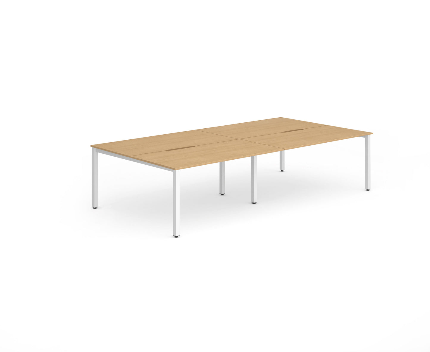 Evolve Plus 1400mm Back to Back 4 Person Desk Beech Top White Frame BE233 - ONE CLICK SUPPLIES