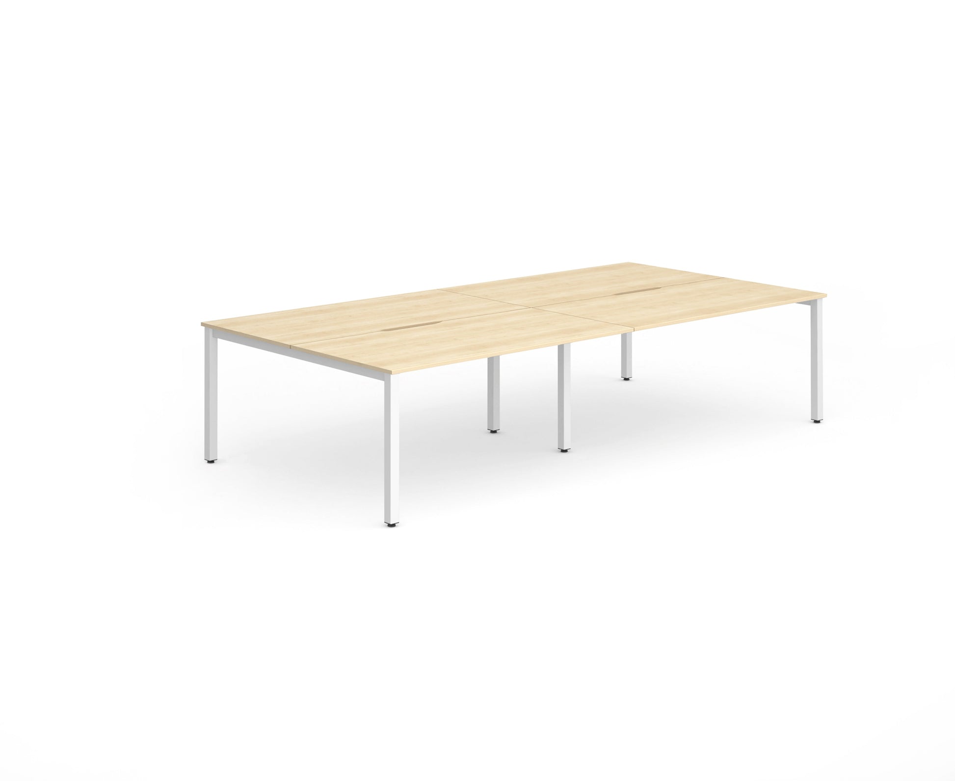 Evolve Plus 1400mm Back to Back 4 Person Desk Maple Top White Frame BE234 - ONE CLICK SUPPLIES