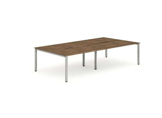 Evolve Plus 1400mm Back to Back 4 Person Desk Walnut Top Silver Frame BE252 - ONE CLICK SUPPLIES