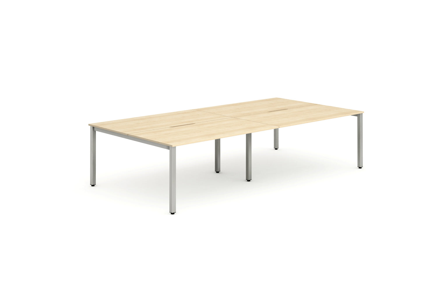 Evolve Plus 1400mm Back to Back 4 Person Desk Maple Top Silver Frame BE254 - ONE CLICK SUPPLIES