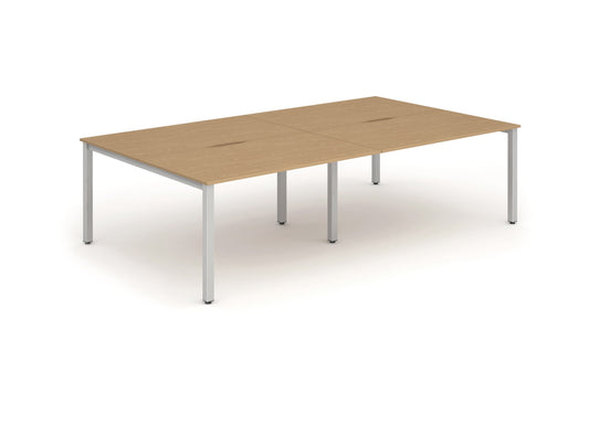 Evolve Plus 1200mm Back to Back 4 Person Desk Oak Top Silver Frame BE260 - ONE CLICK SUPPLIES