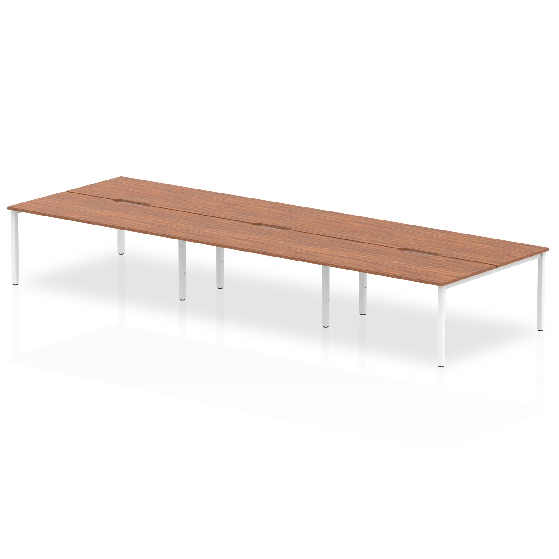 Evolve Plus 1600mm Back to Back 6 Person Desk Walnut Top White Frame BE267 - ONE CLICK SUPPLIES