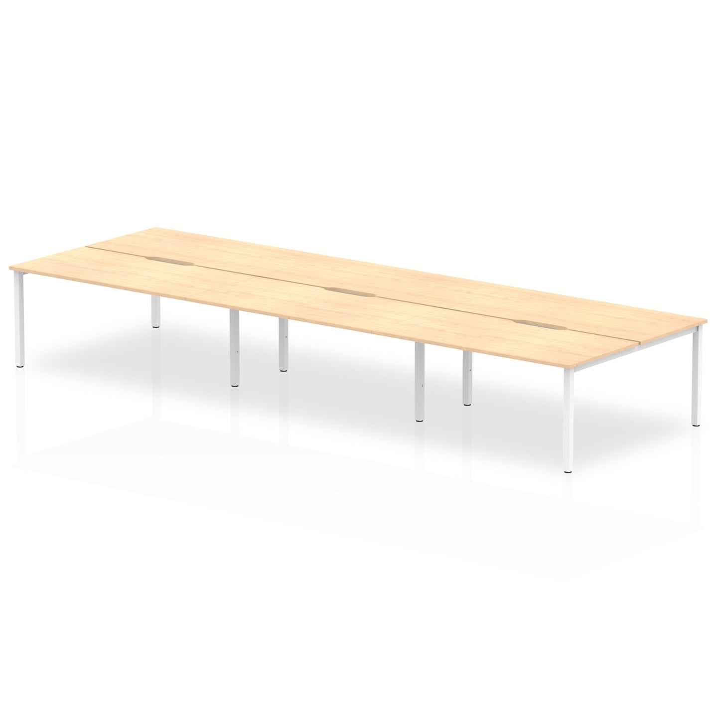 Evolve Plus 1600mm Back to Back 6 Person Desk Maple Top White Frame BE269 - ONE CLICK SUPPLIES