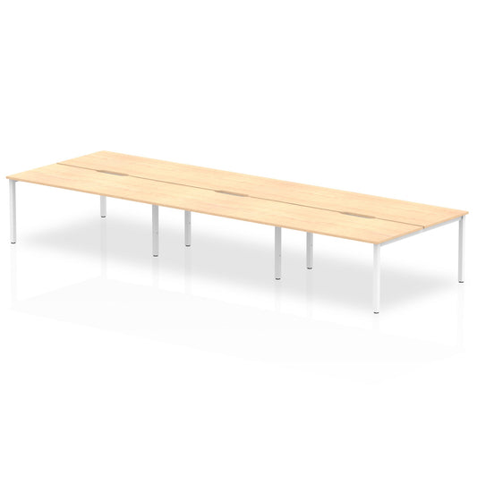 Evolve Plus 1600mm Back to Back 6 Person Desk Maple Top White Frame BE269 - ONE CLICK SUPPLIES