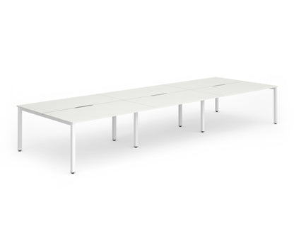 Evolve Plus 1400mm Back to Back 6 Person Desk White Top White Frame BE271 - ONE CLICK SUPPLIES