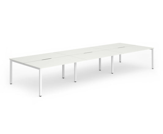 Evolve Plus 1400mm Back to Back 6 Person Desk White Top White Frame BE271 - ONE CLICK SUPPLIES