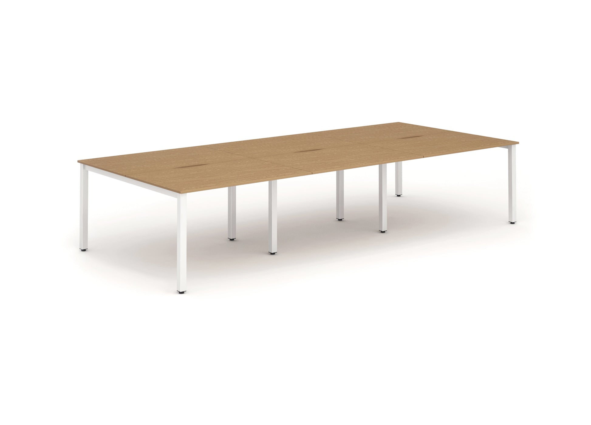 Evolve Plus 1400mm Back to Back 6 Person Desk Oak Top White Frame BE275 - ONE CLICK SUPPLIES