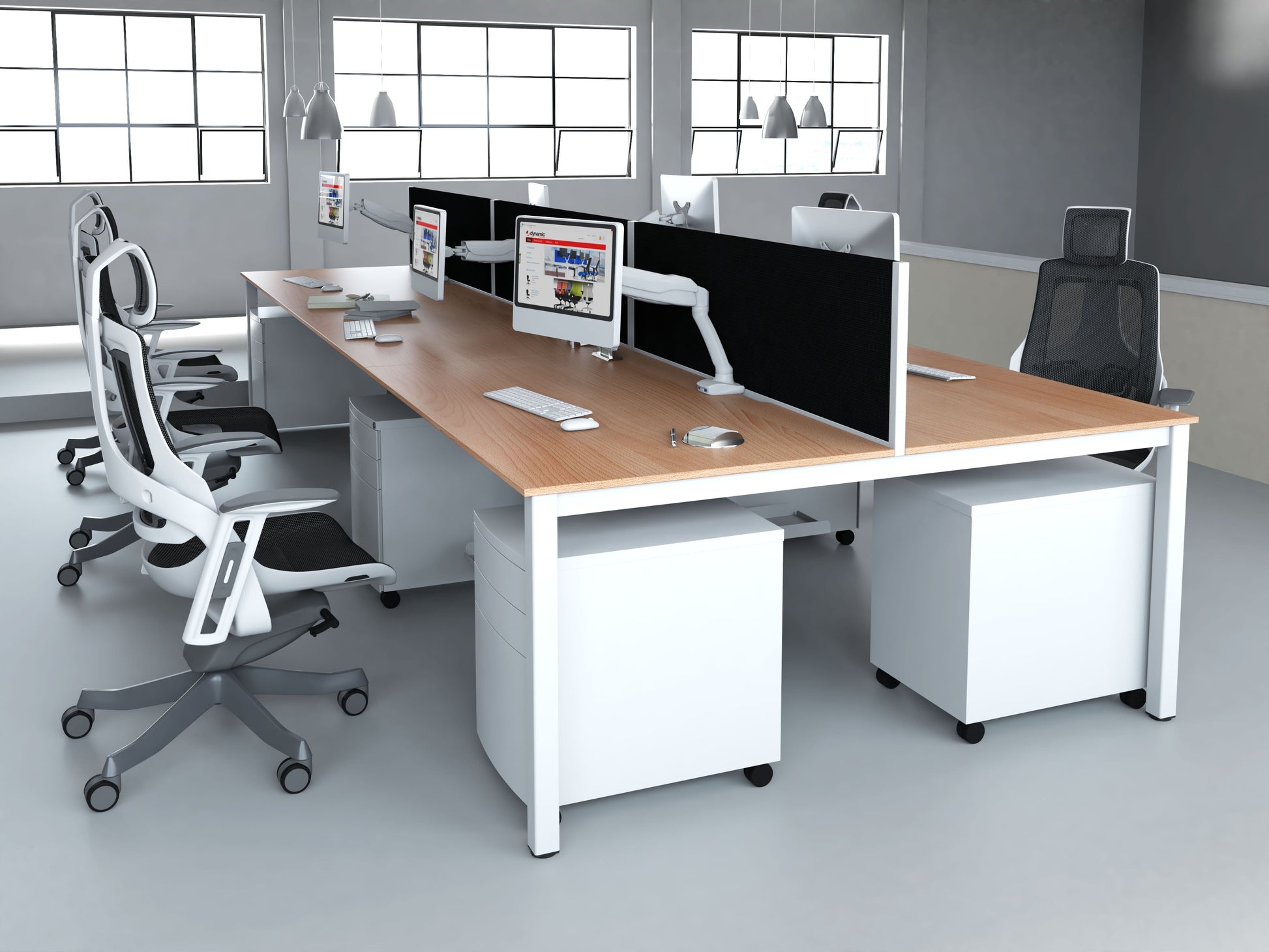 Evolve Plus 1200mm Back to Back 6 Person Desk Beech Top White Frame BE278 - ONE CLICK SUPPLIES