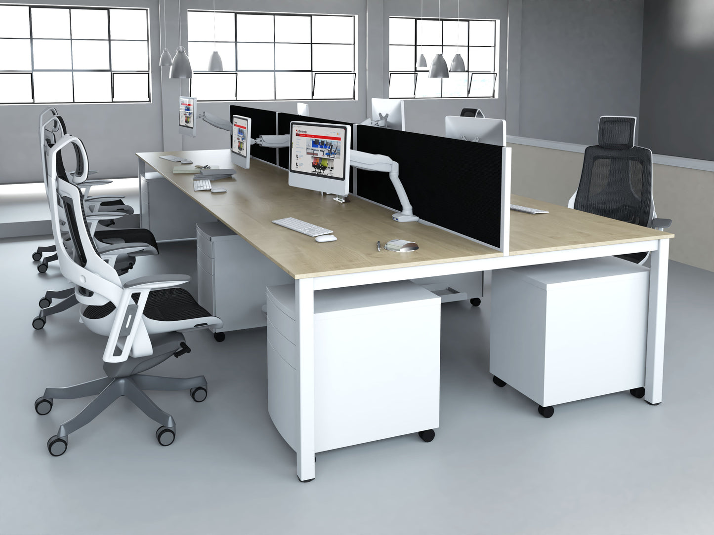 Evolve Plus 1200mm Back to Back 6 Person Desk Maple Top White Frame BE279 - ONE CLICK SUPPLIES