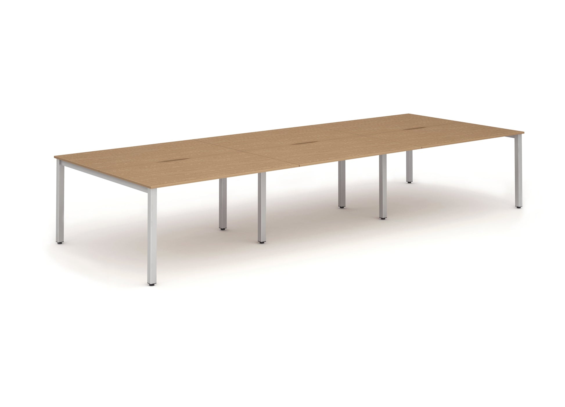 Evolve Plus 1400mm Back to Back 6 Person Desk Oak Top Silver Frame BE295 - ONE CLICK SUPPLIES