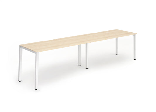 Dynamic Evolve Plus 1400mm Single Row 2 Person Desk Maple Top White Frame BE354 - ONE CLICK SUPPLIES