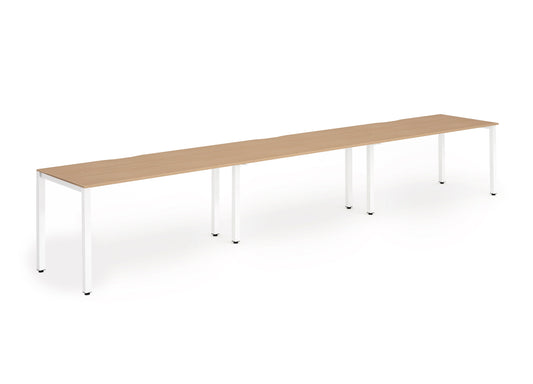 Dynamic Evolve Plus 1400mm Single Row 3 Person Desk Oak Top White Frame BE395 - ONE CLICK SUPPLIES