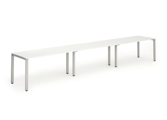 Dynamic Evolve Plus 1600mm Single Row 3 Person Desk White Top Silver Frame BE406 - ONE CLICK SUPPLIES