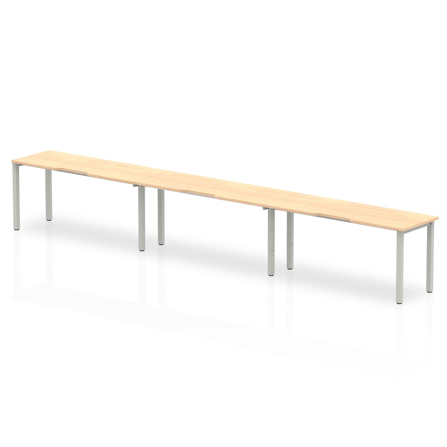 Dynamic Evolve Plus 1600mm Single Row 3 Person Desk Maple Top Silver Frame BE409 - ONE CLICK SUPPLIES