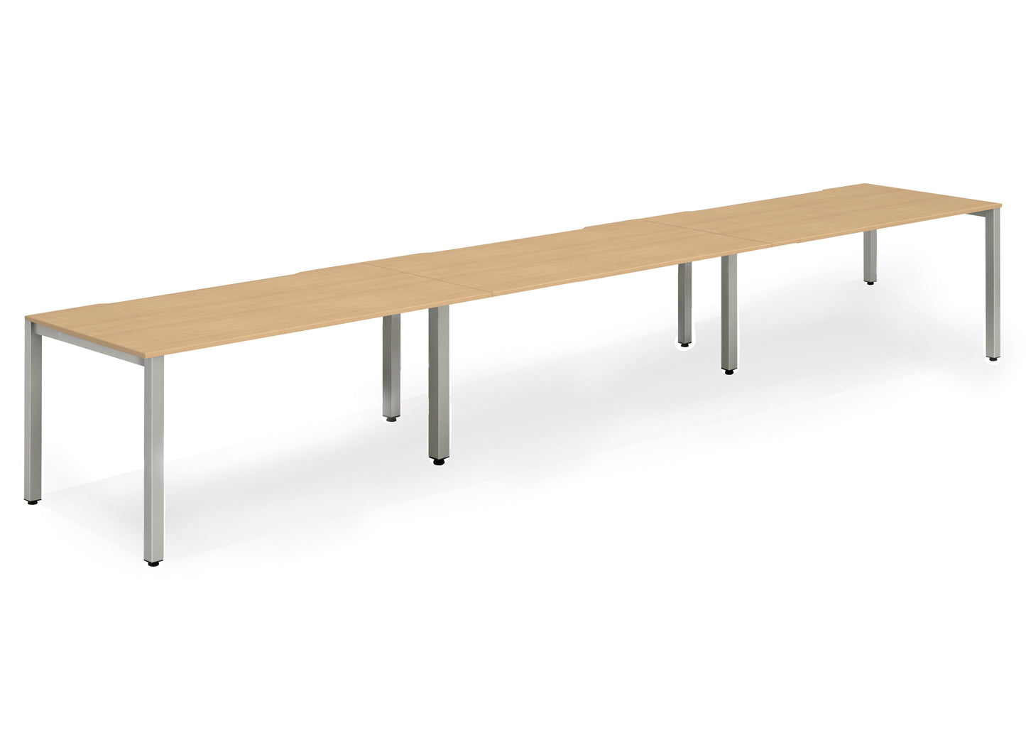 Dynamic Evolve Plus 1400mm Single Row 3 Person Desk Beech Top Silver Frame BE413 - ONE CLICK SUPPLIES