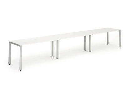 Dynamic Evolve Plus 1200mm Single Row 3 Person Desk White Top Silver Frame BE416 - ONE CLICK SUPPLIES