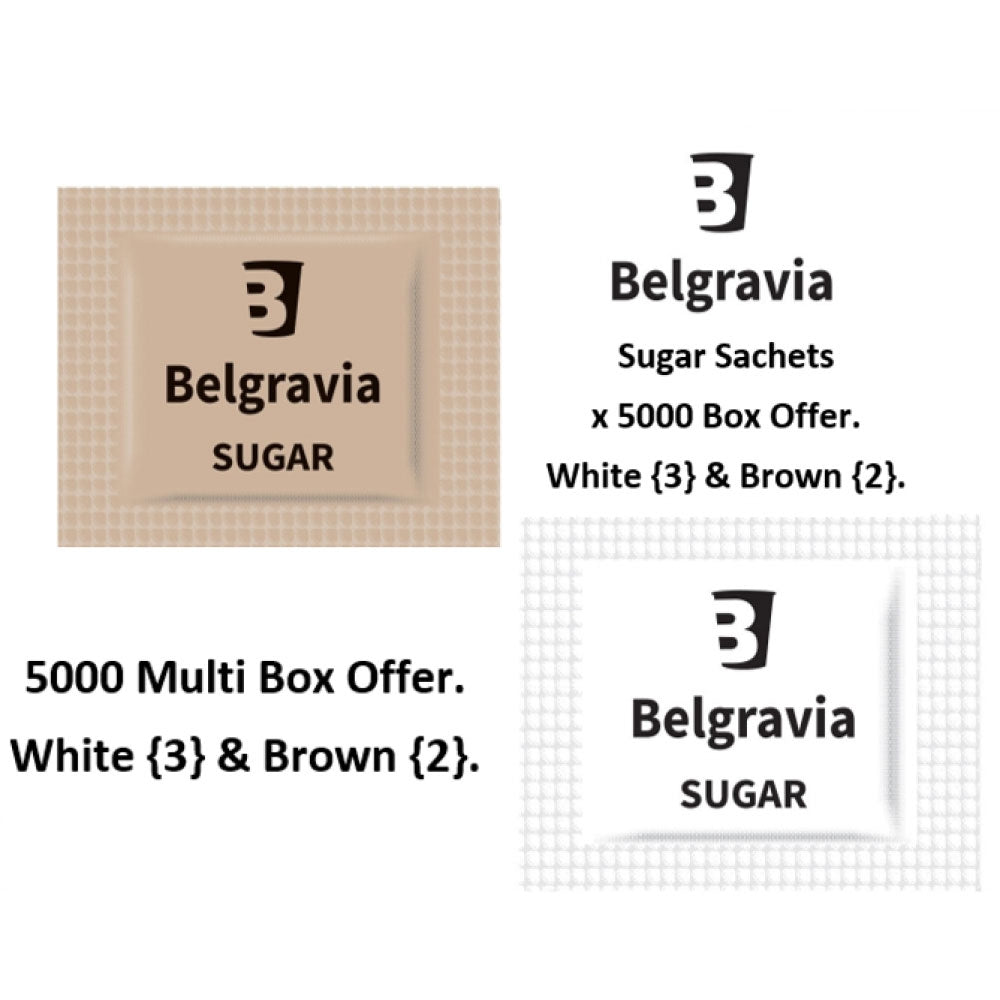 Belgravia White {3} & Brown {2}  Sugar Sachets Multi Pack Offer 5000's - ONE CLICK SUPPLIES