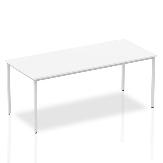 Impulse 1800mm Straight Table White Top Silver Box Frame Leg BF00118 - ONE CLICK SUPPLIES