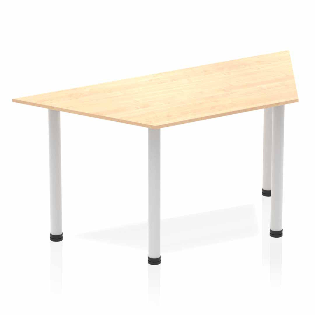 Dynamic Impulse 1600mm Trapezium Table Maple Top Silver Post Leg BF00194 - ONE CLICK SUPPLIES