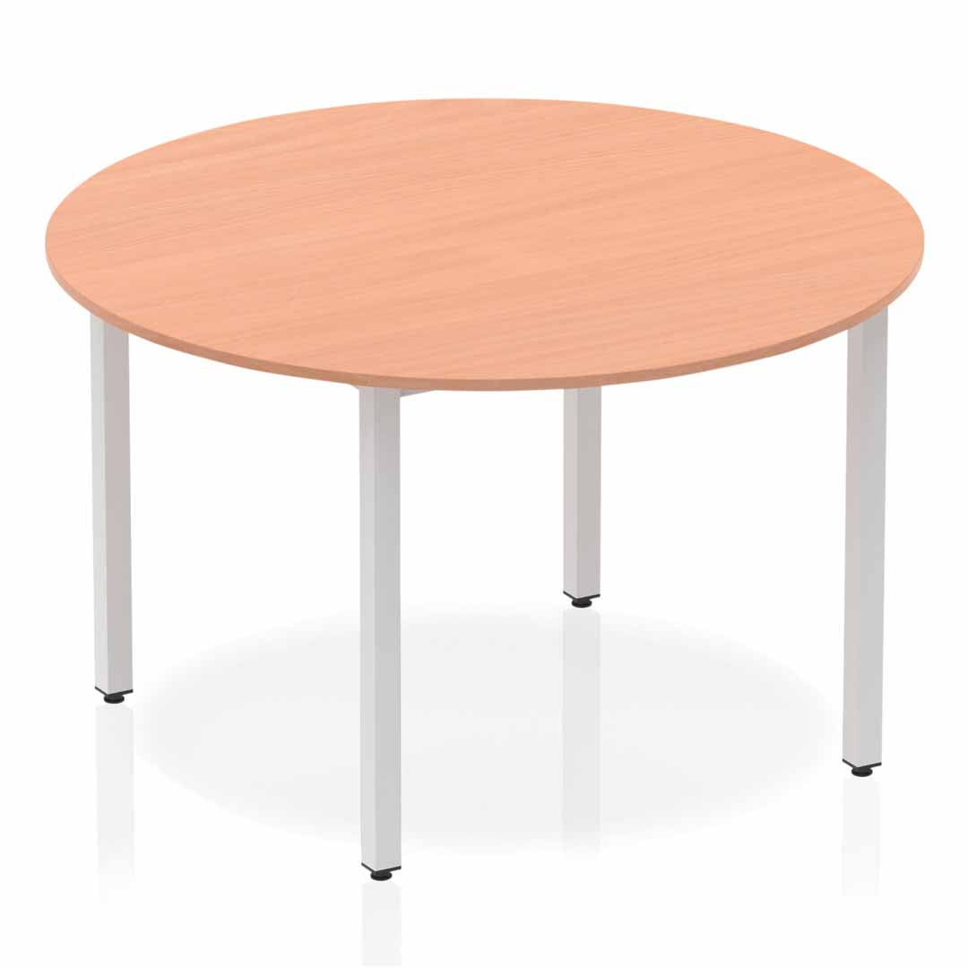 Impulse 1200mm Circle Table Beech Top Silver Box Frame Leg BF00196 - ONE CLICK SUPPLIES