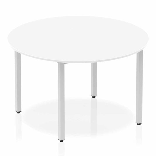 Impulse 1200mm Circle Table White Top Silver Box Frame Leg BF00197 - ONE CLICK SUPPLIES