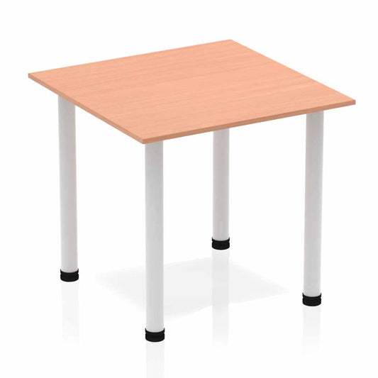 Impulse 800mm Square Table Beech Top Silver Post Leg BF00201 - ONE CLICK SUPPLIES