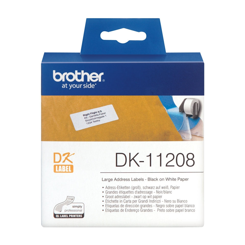 Brother Black on White Paper Large Address Labels (Pack of 400) DK11208 - ONE CLICK SUPPLIES