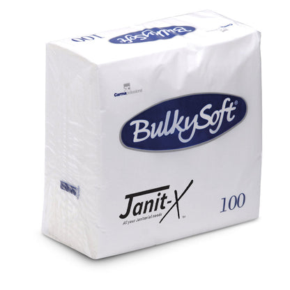 Janit-X Napkins/Serviette 2Ply 23cm WHITE {100} - ONE CLICK SUPPLIES