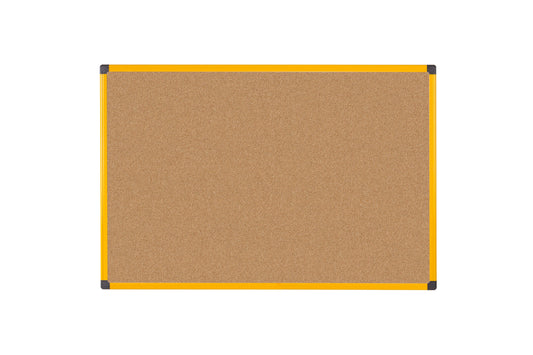 Bi-Office Ultrabrite Cork Noticeboard Yellow Aluminium Frame 600x900mm - CA0311721 - ONE CLICK SUPPLIES