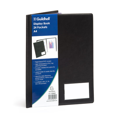 Guildhall A4 Display Book 24 Pocket Black - CDB24Z - ONE CLICK SUPPLIES