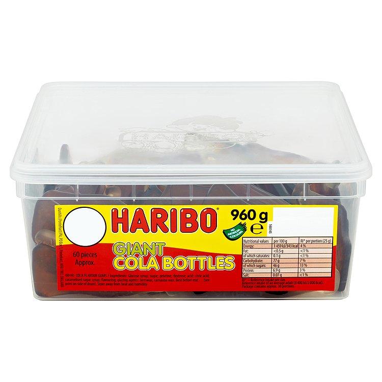 Haribo Giant Cola Bottles Sweets Tub 40's