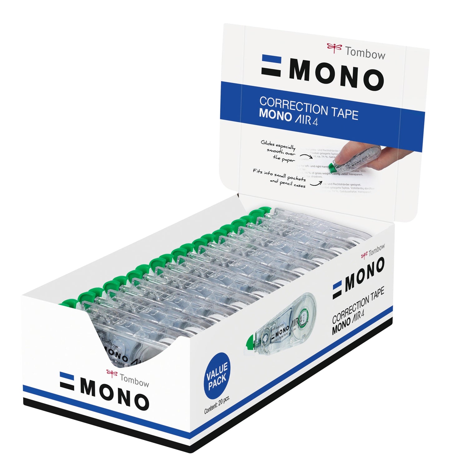 Tombow MONO Air Correction Tape Roller 4.2mmx10m White (Pack 15 + 5) - CT-CA4-20 - ONE CLICK SUPPLIES