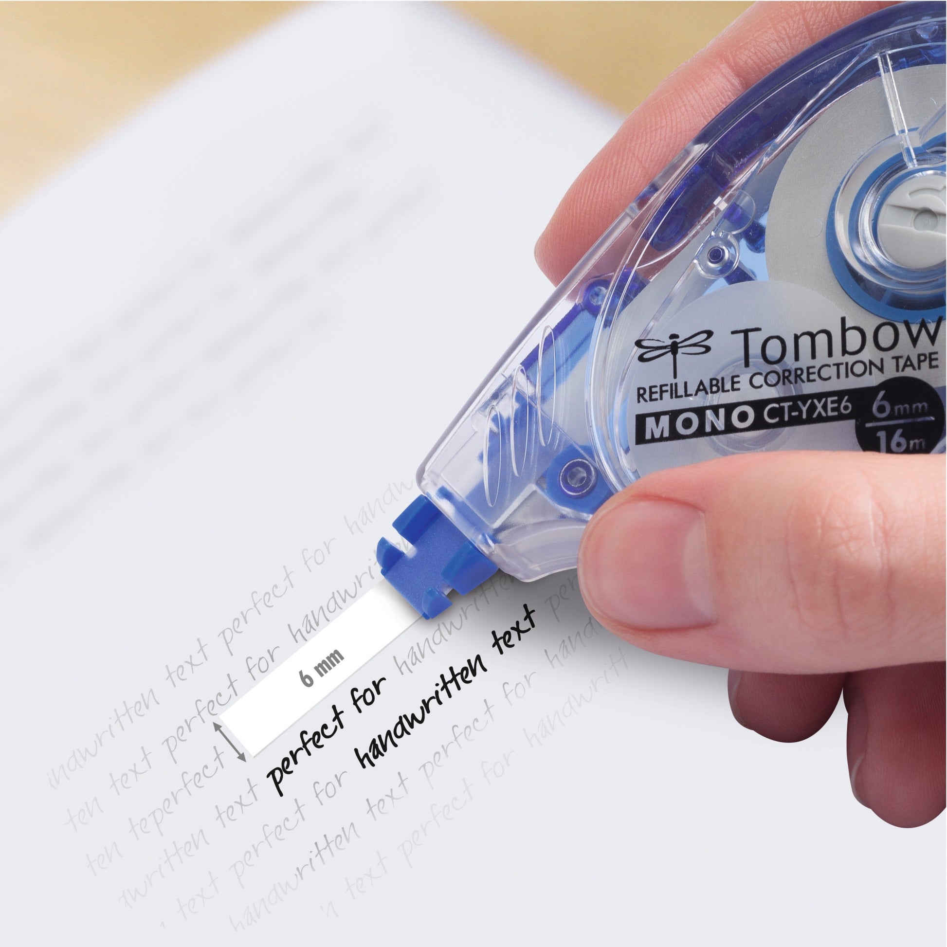 Tombow MONO YXE6 Refillable Correction Tape Roller 6mmx16m White - CT-YXE6 - ONE CLICK SUPPLIES