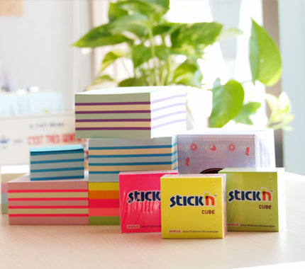 Stickn Sticky Notes Cube 76x76mm 400 Sheets Neon Colours 21539 - ONE CLICK SUPPLIES