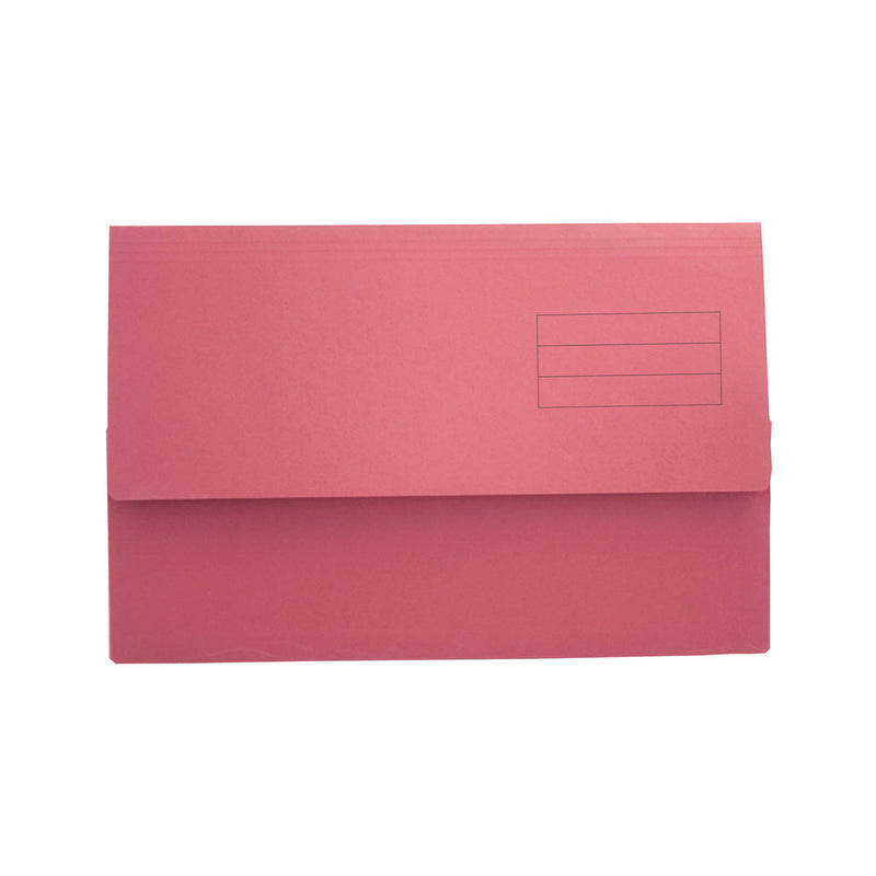 Exacompta Document Wallet Manilla Foolscap Half Flap 250gsm Red (Pack 50) - DW250-REDZ - ONE CLICK SUPPLIES