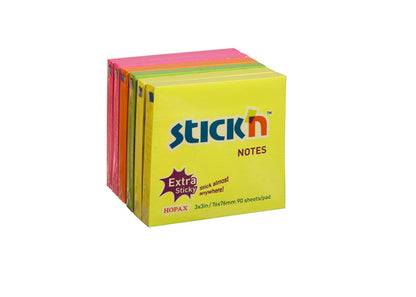 ValueX Extra Sticky Notes 76x76mm 90 Sheets Neon Colours (Pack 6) EH7648 - 21679 - ONE CLICK SUPPLIES