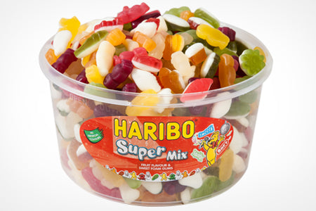 Haribo Supermix 1kg Drum, Party Tub - ONE CLICK SUPPLIES