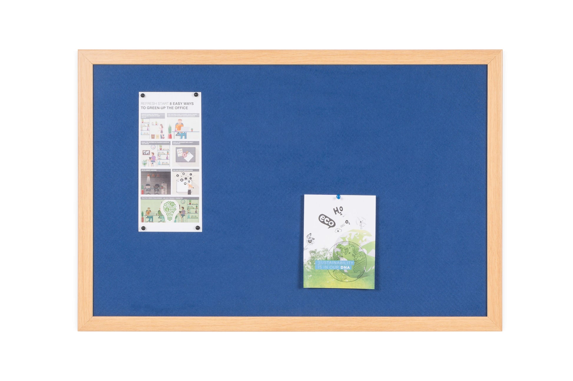 Bi-Office Earth-It Blue Felt Noticeboard Oak Wood Frame 1200x900mm - FB1443233 - ONE CLICK SUPPLIES