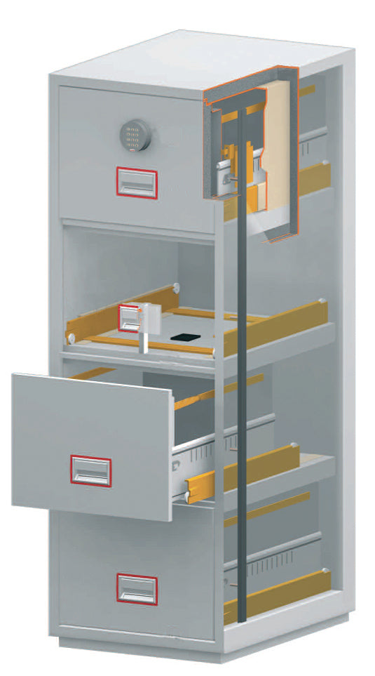 Phoenix Vertical Fire File 4 Drawer Filing Cabinet Electronic Lock White FS2254E - ONE CLICK SUPPLIES