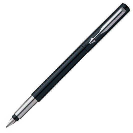 Parker Vector Fountain Pen Black/Stainless Steel Barrel Blue Ink - S0881041 - ONE CLICK SUPPLIES