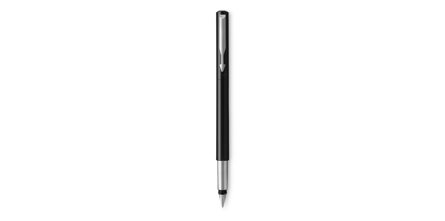 Parker Vector Fountain Pen Black/Stainless Steel Barrel Blue Ink - S0881041 - ONE CLICK SUPPLIES