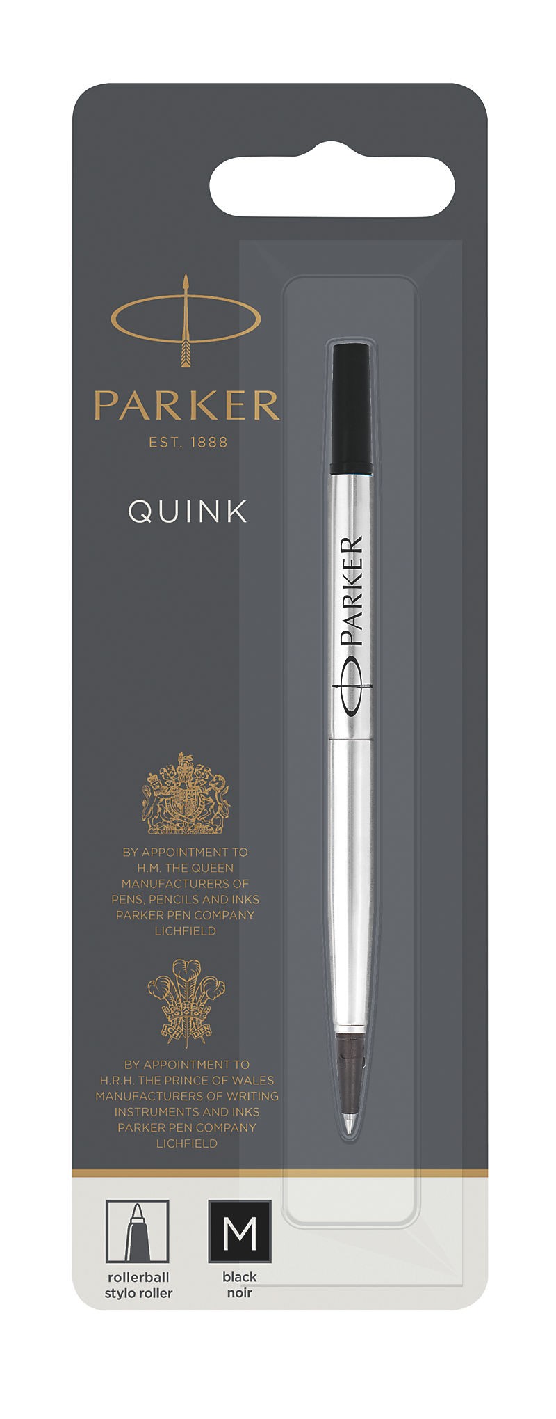 Parker Quink Rollerball Refill for Rollerball Pens Medium Black (Single Refill) - 1950323 - ONE CLICK SUPPLIES