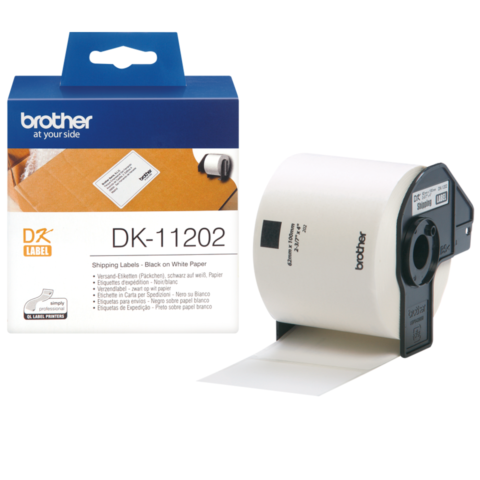 Brother Black On White Shipping Label Roll 62mm x 100mm 300 labels - DK11202 - ONE CLICK SUPPLIES