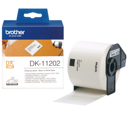 Brother Black On White Shipping Label Roll 62mm x 100mm 300 labels - DK11202 - ONE CLICK SUPPLIES