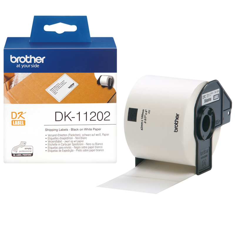 Brother Black On White Shipping Label Roll 62mm x 100mm 300 labels - DK11202 - ONE CLICK SUPPLIES