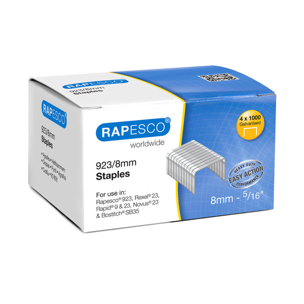Rapesco 923/8mm Galvanised Staples (Pack 4000) - S92308Z3 - ONE CLICK SUPPLIES