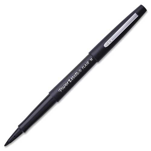 Paper Mate Flair Fibre Tip Pen Medium Point 0.7mm Black (Pack 12) S0190973 - ONE CLICK SUPPLIES