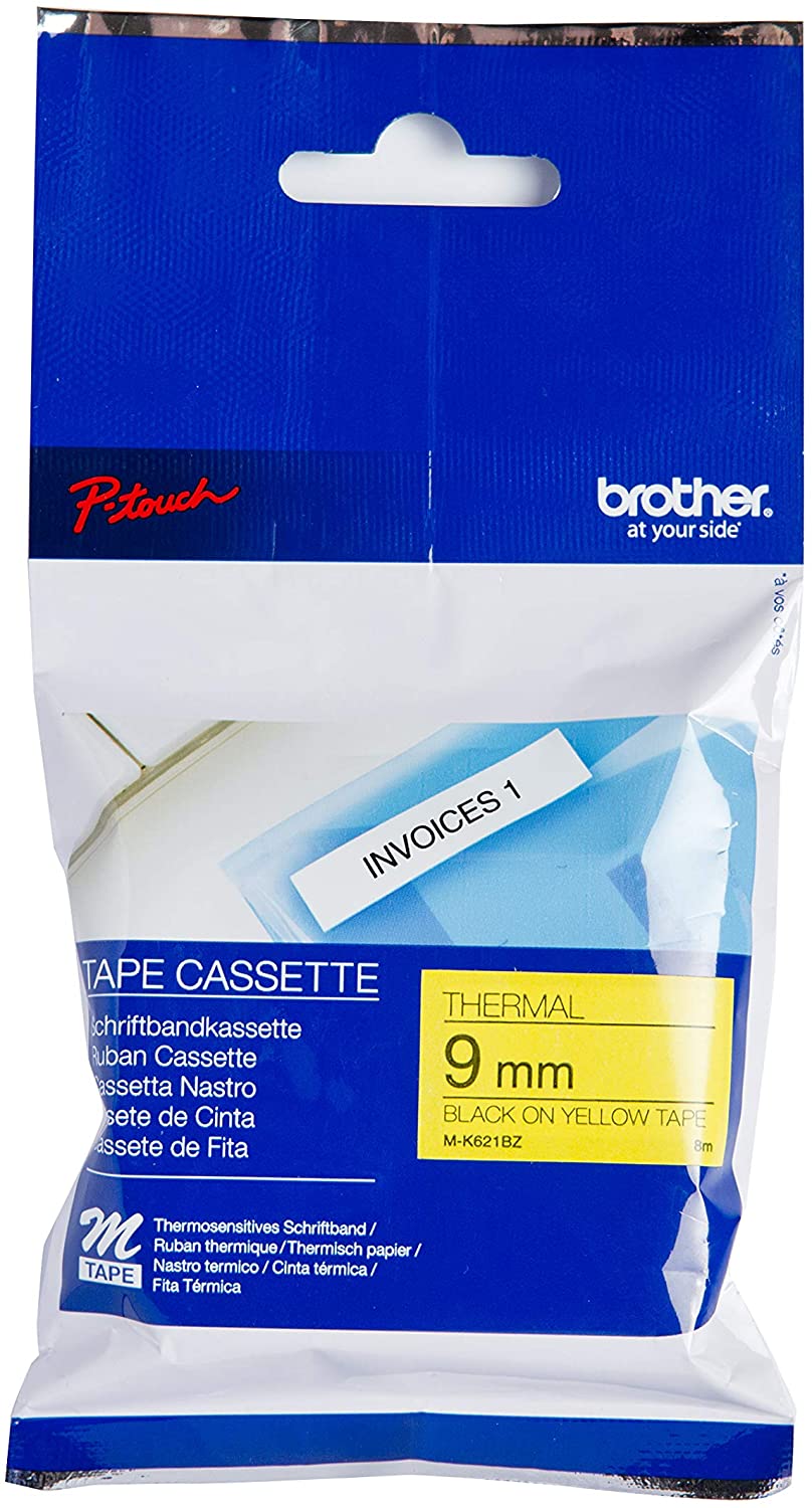 Brother Black On Yellow Ptouch Ribbon 9mm x 8m - MK621BZ - ONE CLICK SUPPLIES