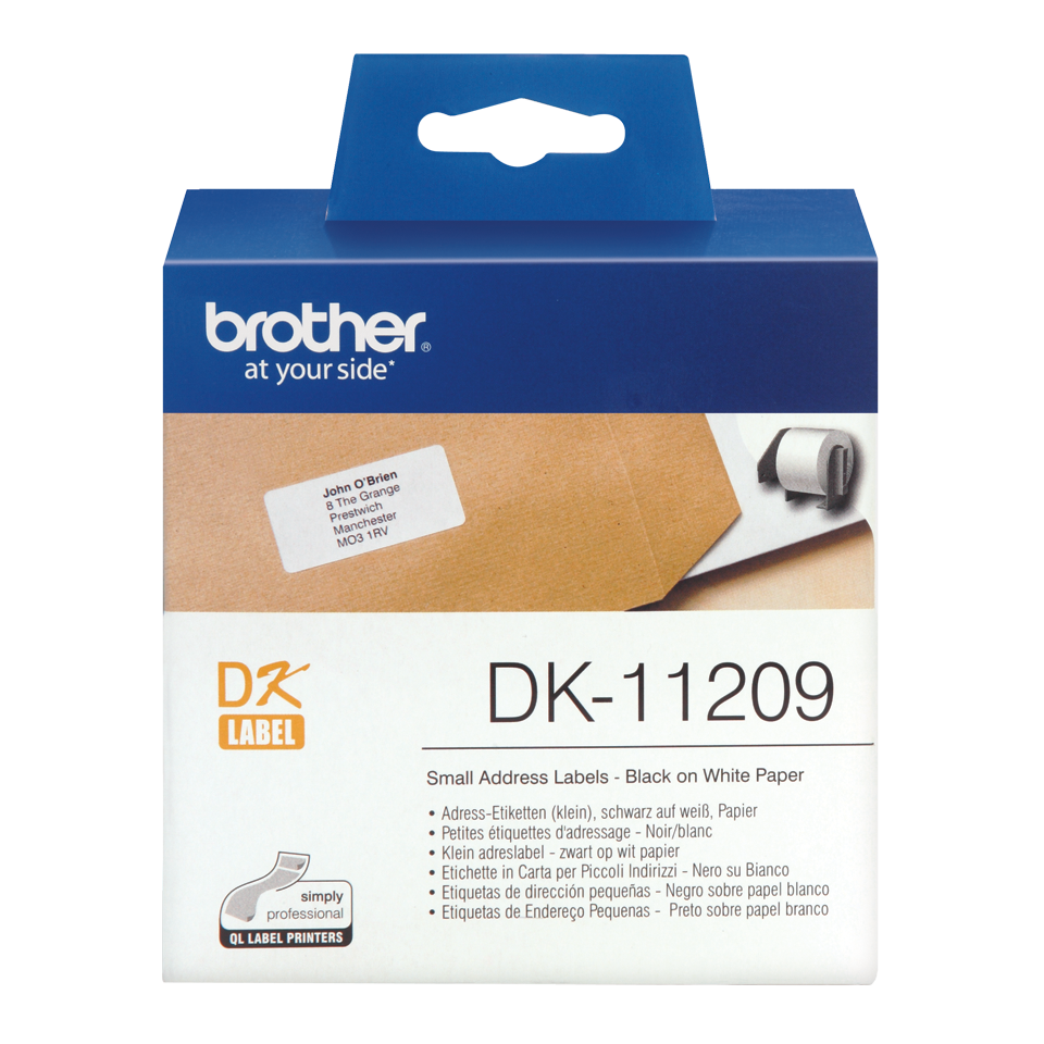 Brother Small Address Label Roll 62mm x 29mm 800 labels - DK11209 - ONE CLICK SUPPLIES